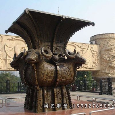 商业街景观四羊方尊铜雕