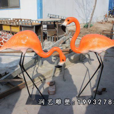 街道玻璃钢火烈鸟动物雕塑