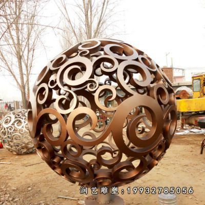 园林不锈钢镂空球雕塑