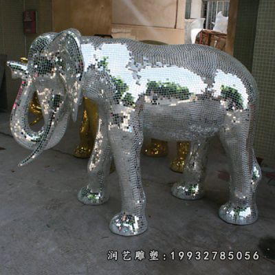 广场不锈钢大象动物雕塑