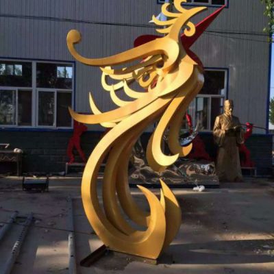 街道不锈钢凤凰动物雕塑