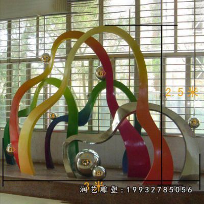 酒店不锈钢彩带雕塑