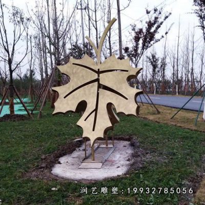 公司不锈钢树叶雕塑