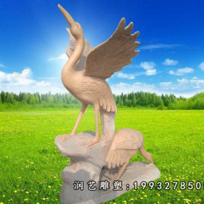 公园动物仙鹤石雕