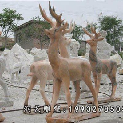 庭院动物鹿石雕