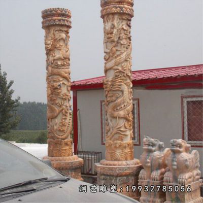 公司景观龙柱石雕