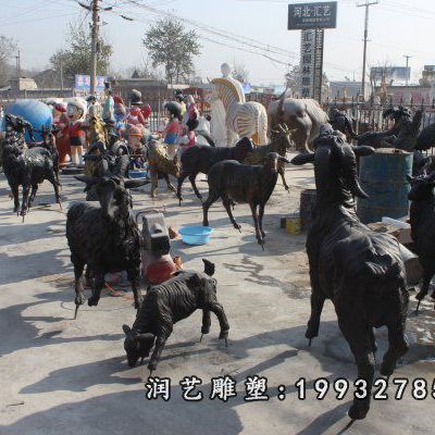 园林动物羊铜雕