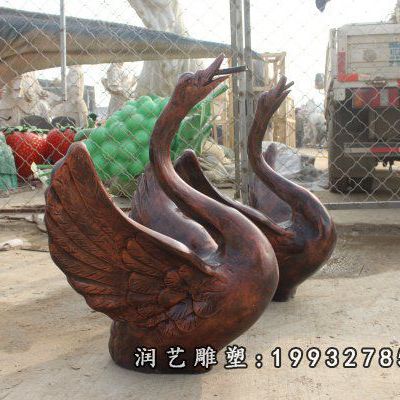 景区动物天鹅铜雕