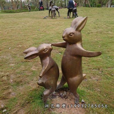 街道动物兔子铜雕