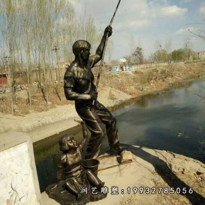 景区人物鱼文化铜雕