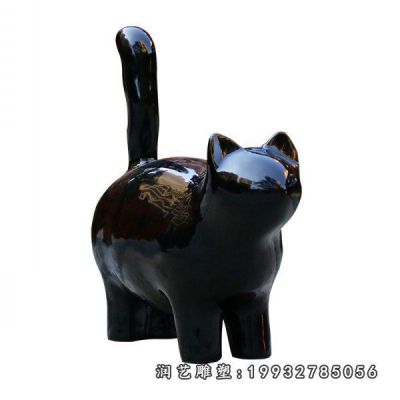 公园玻璃钢猫动物雕塑