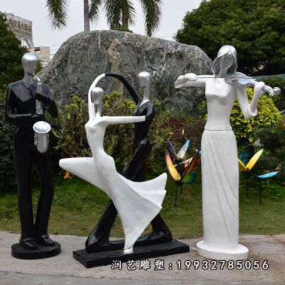 景区玻璃钢跳舞人物雕塑