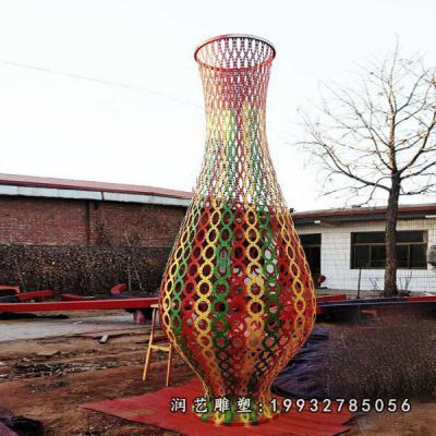 庭院不锈钢花瓶景观雕塑