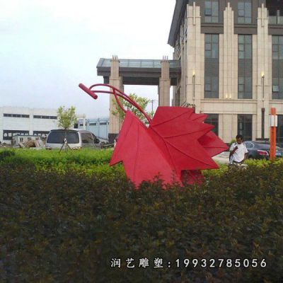 企业不锈钢枫叶景观雕塑
