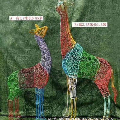 街道不锈钢长颈鹿雕塑