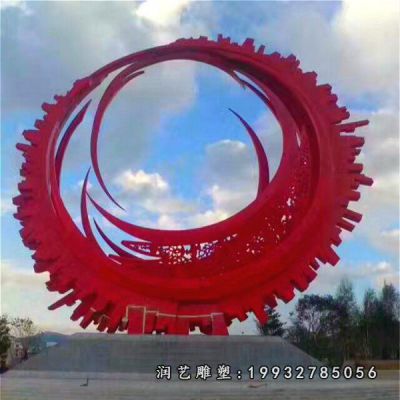 草坪不锈钢齿轮雕塑